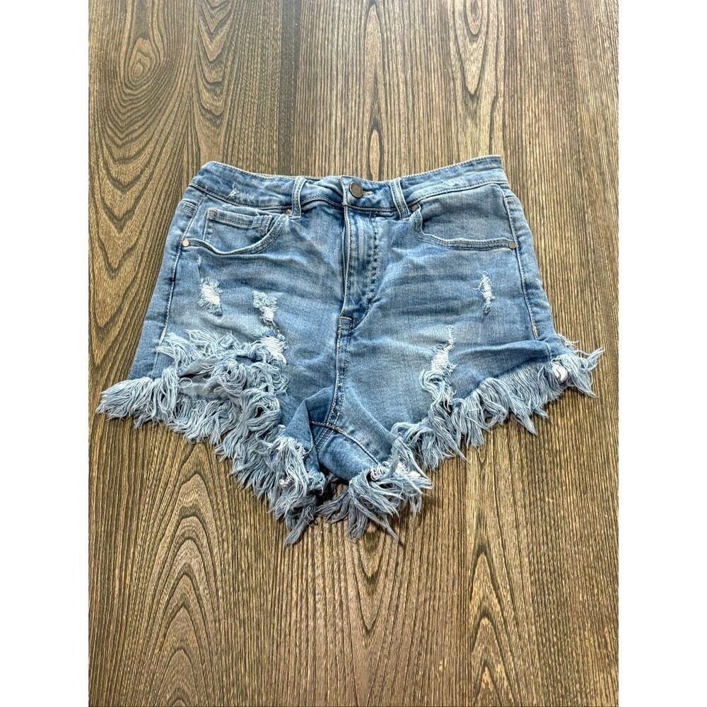 Black Label Womens Cut-Off Shorts High Rise Ripped Denim Medium Wash Blue Size M